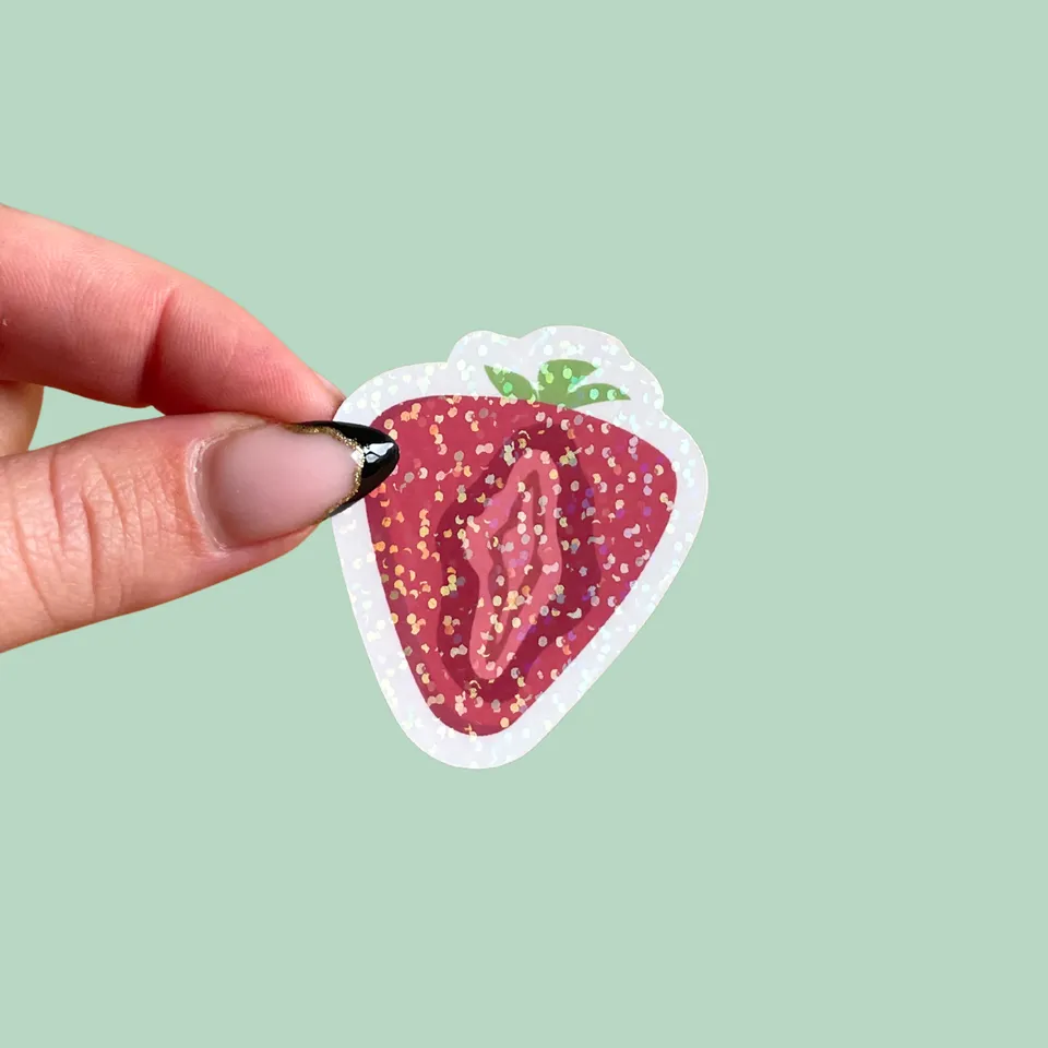 atelier-naholi-stickers-l-unit-fraise-sticker-f-ministe-scintillant image 1