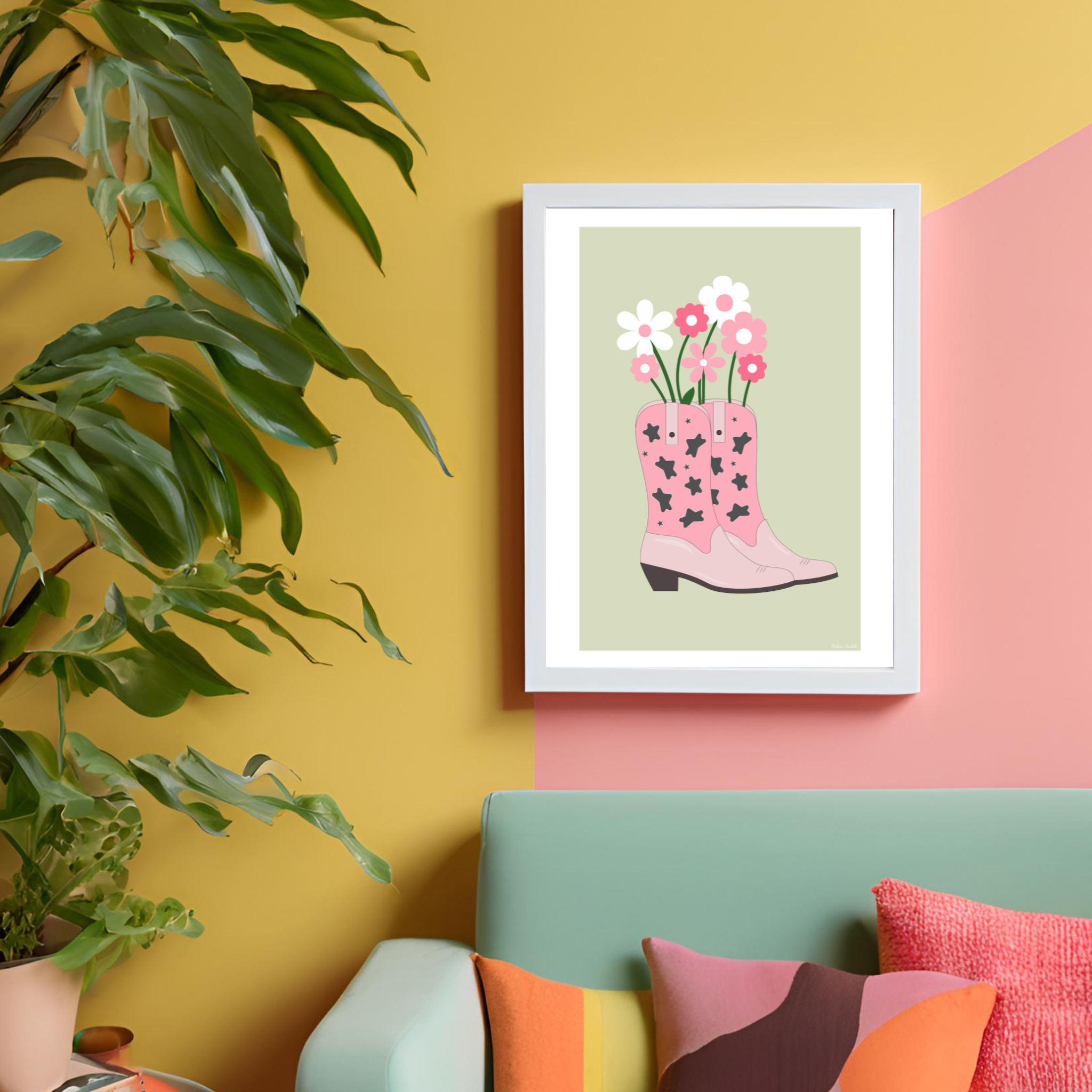 atelier-naholi-affiche-santiags-fleurs-affiche-a4-papier-mat image 3