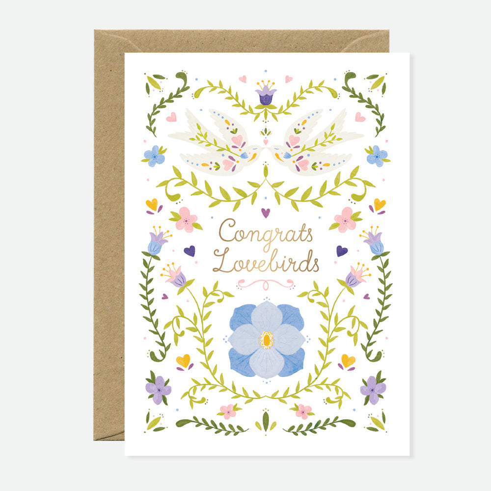 all-the-ways-to-say-congrats-lovebirds-carte-voeux-dor-e-a6 image 1