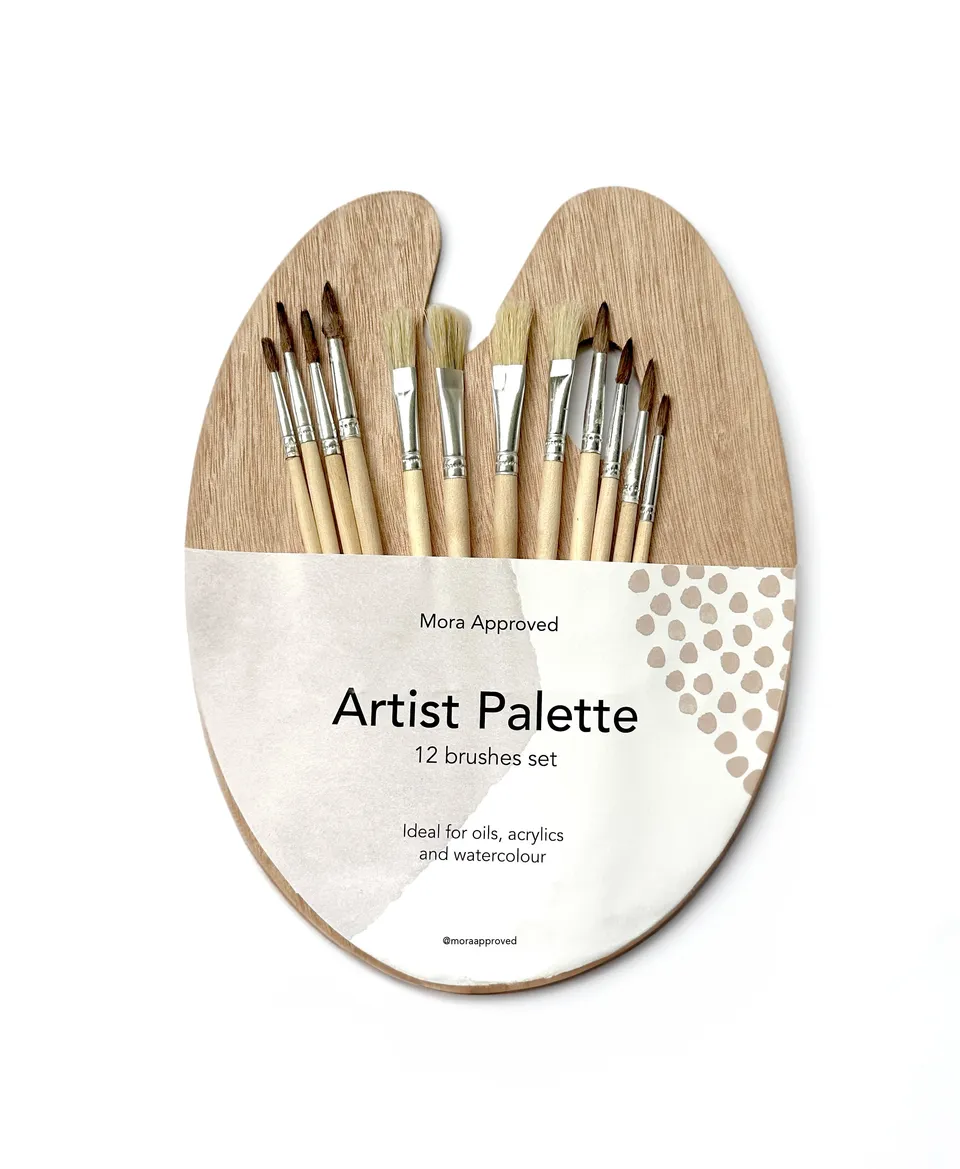 mora-approved-artist-palette-set-12-pinceaux-peinture-bois image 1