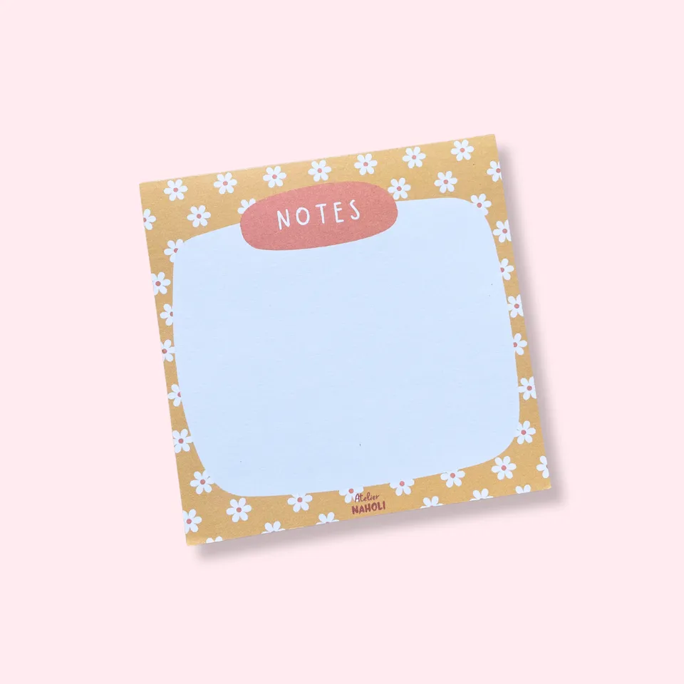 atelier-naholi-bloc-notes-fleurs-daisy-jaune-10x10-25-pages image 1