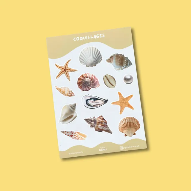 atelier-naholi-coquillages-planche-12-stickers-photo-a6-mat image 1