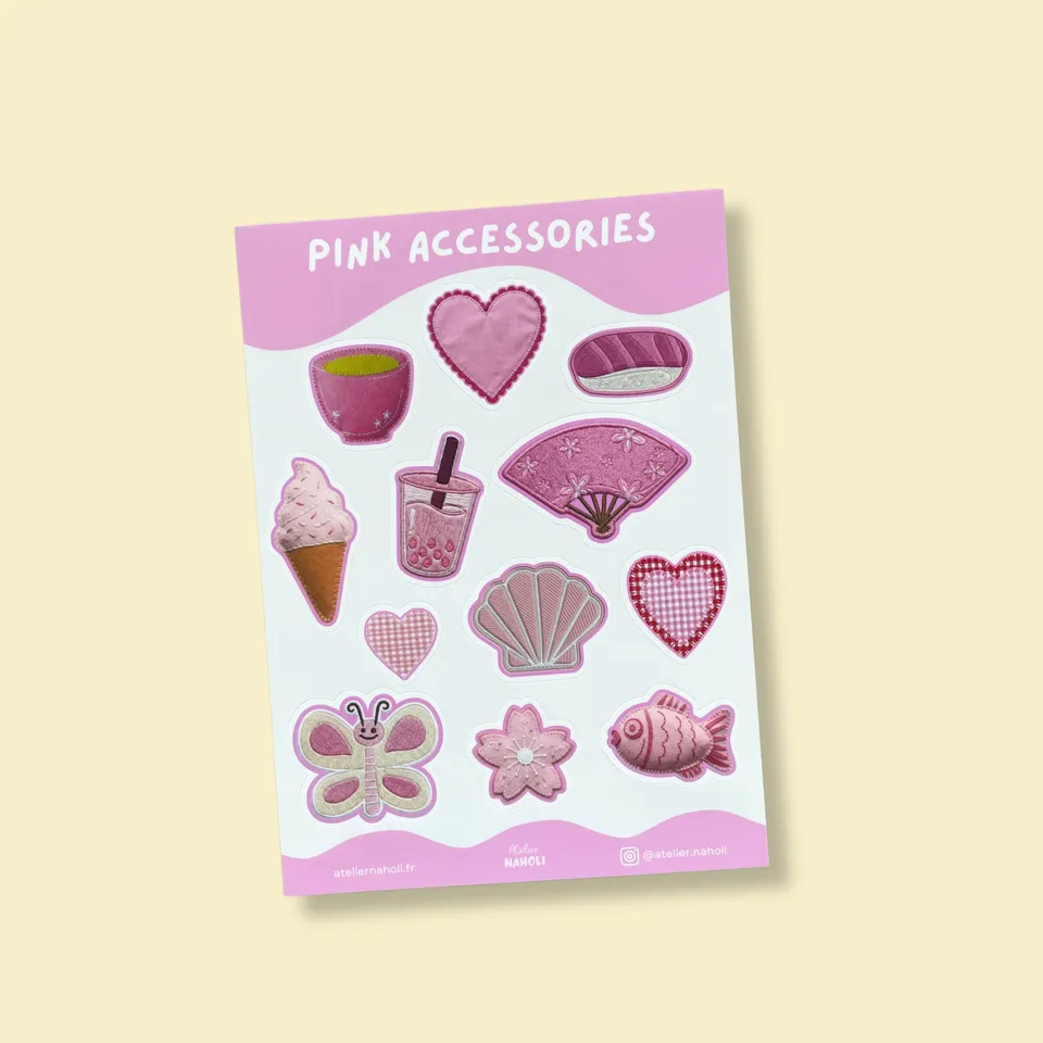 atelier-naholi-pink-accessories-planche-12-stickers-a6-mat-rose image 1