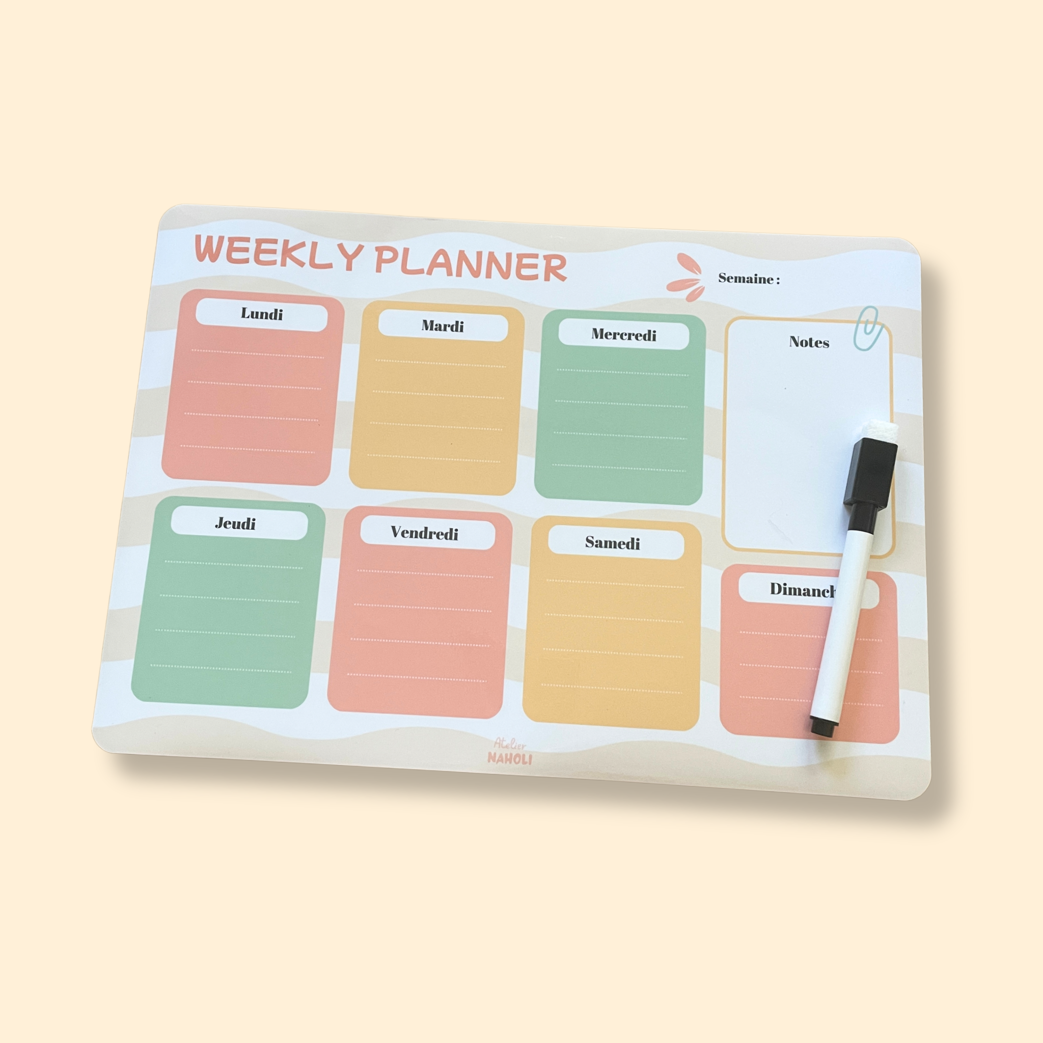 atelier-naholi-vagues-weekly-planner-magn-tique-a4-feutre image 1