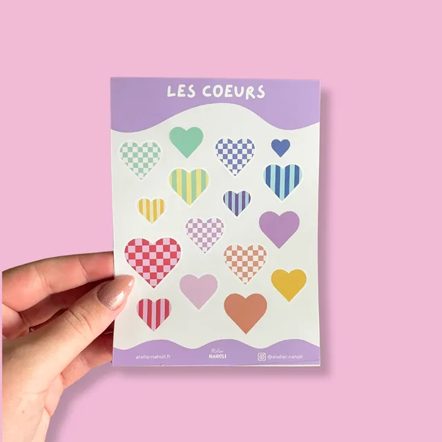 atelier-naholi-les-c-urs-planche-16-stickers-a6-mat image 1