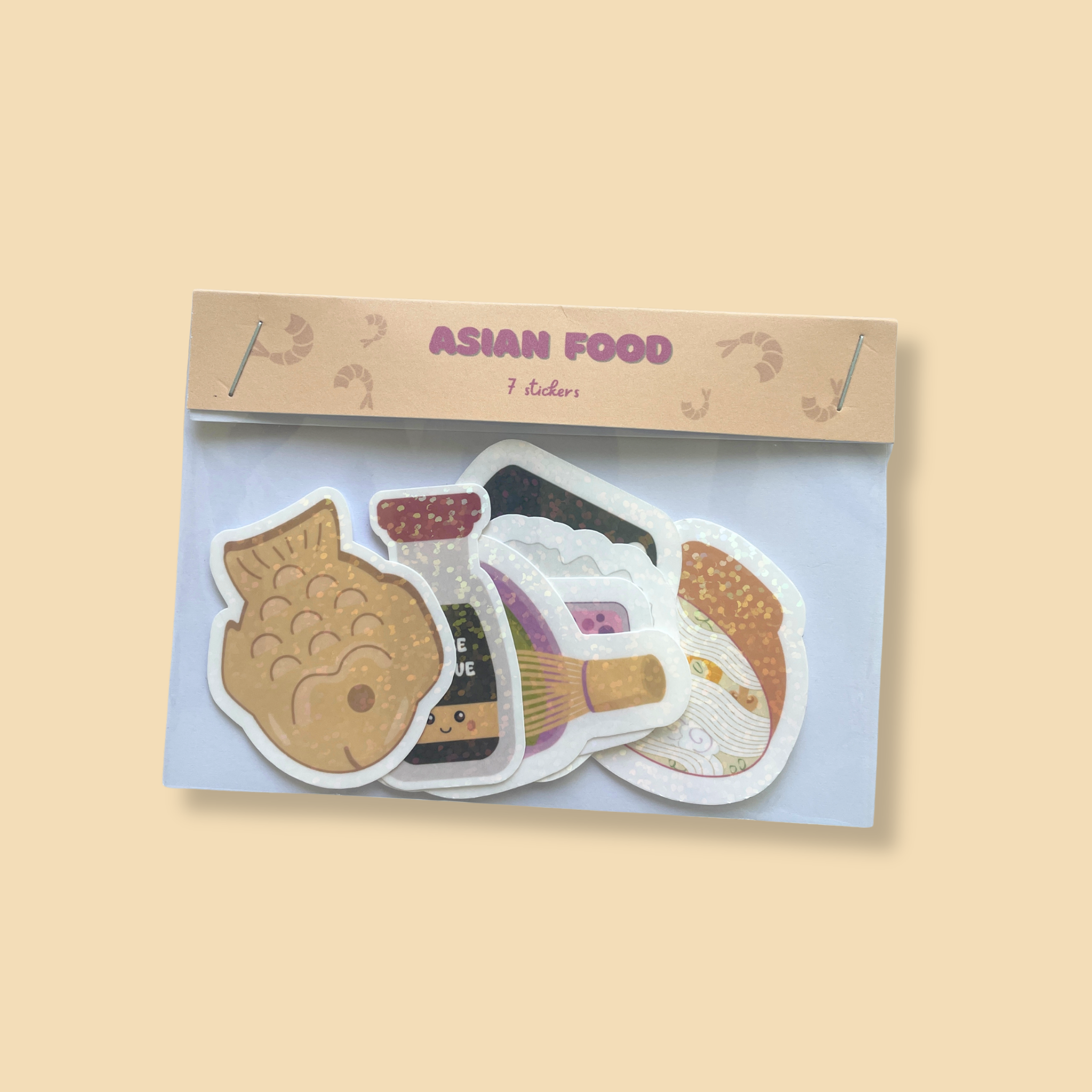 atelier-naholi-asian-food-pack-7-stickers-kawaii-holographique image 1