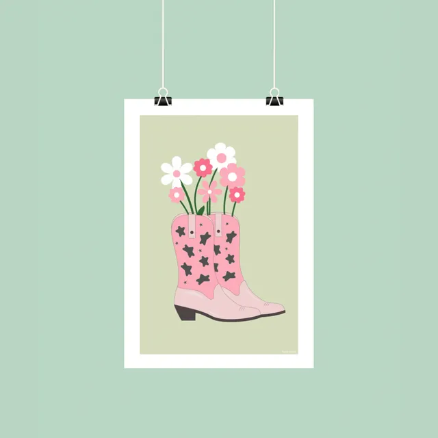 atelier-naholi-affiche-santiags-fleurs-affiche-a4-papier-mat image 1