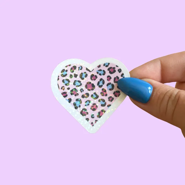 atelier-naholi-sticker-coeur-l-opard-rose-holographique image 1
