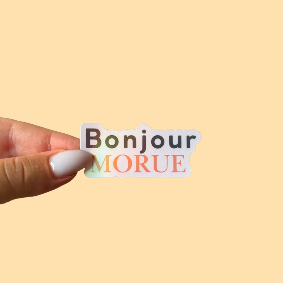 atelier-naholi-sticker-bonjour-morue-holographique-6-cm image 1