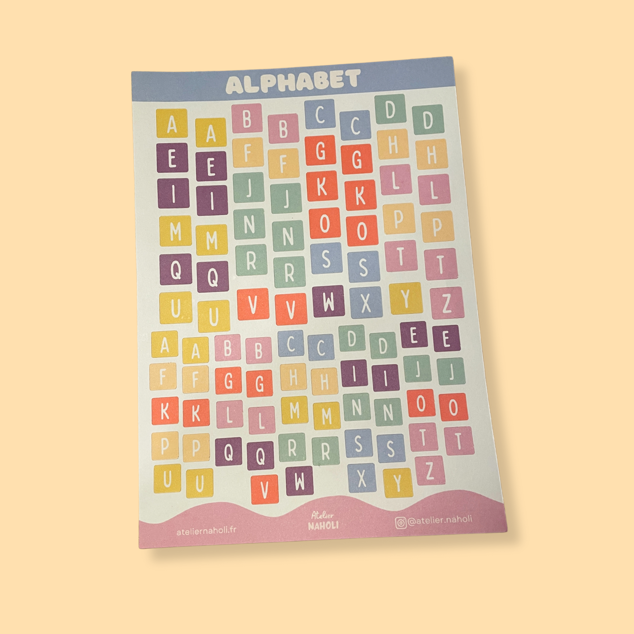 atelier-naholi-planche-de-stickers-alphabet-papier-color-a5 image 3