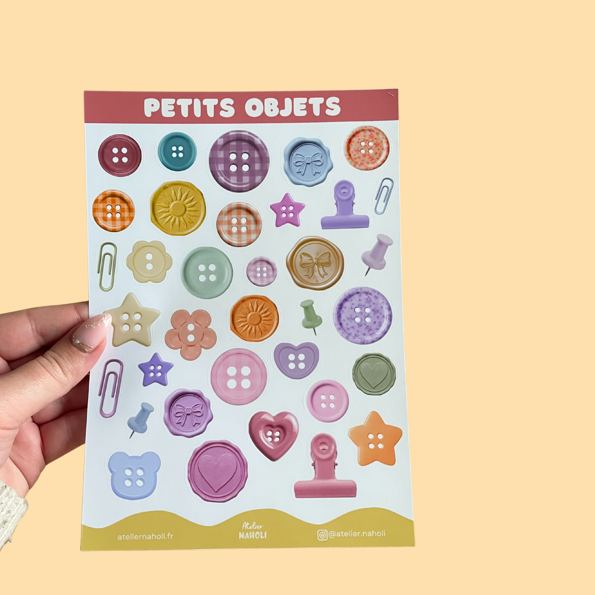 atelier-naholi-planche-de-stickers-petits-objets-a5-brillant image 2