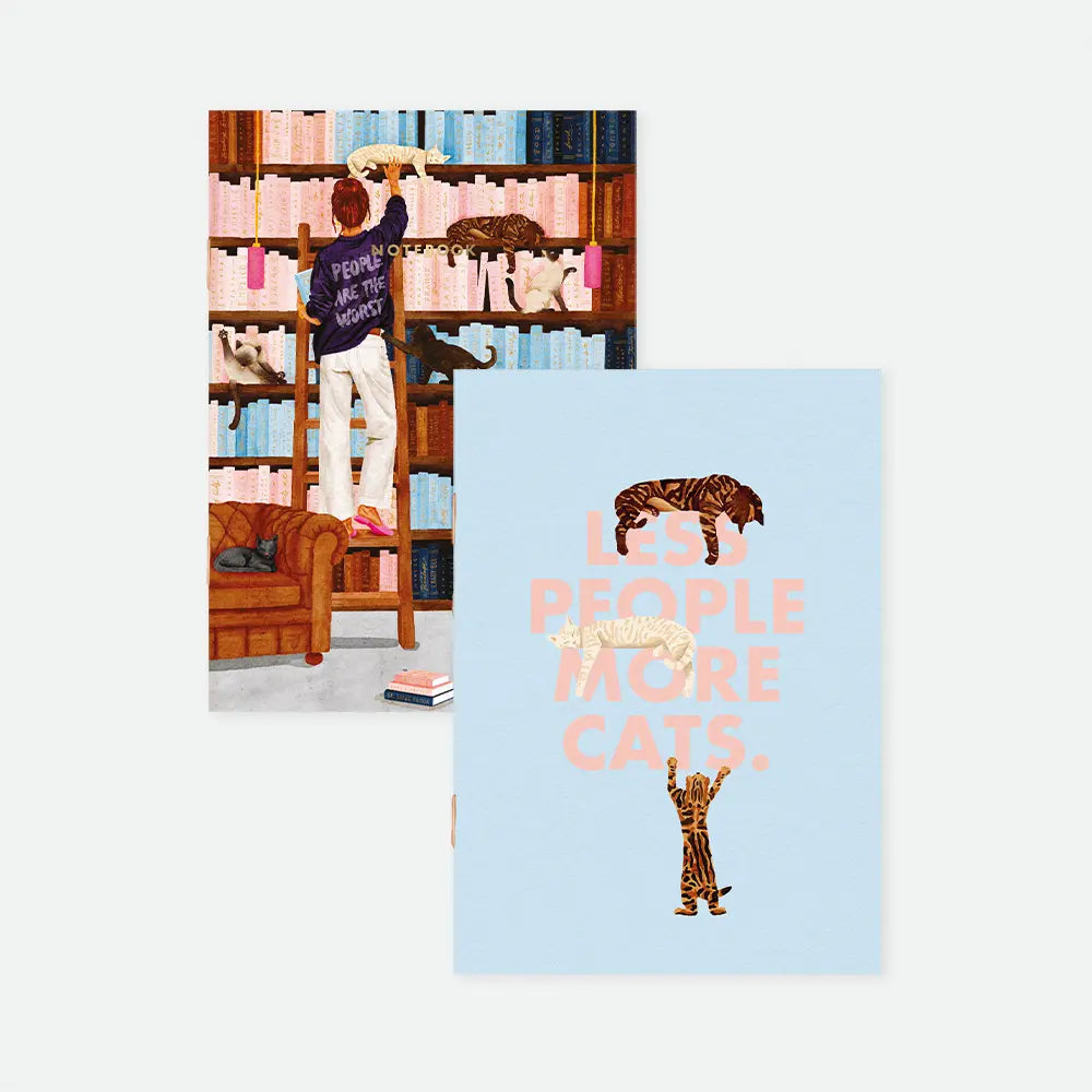 all-the-ways-to-say-less-people-more-cats-duo-carnets-a6-chats image 1