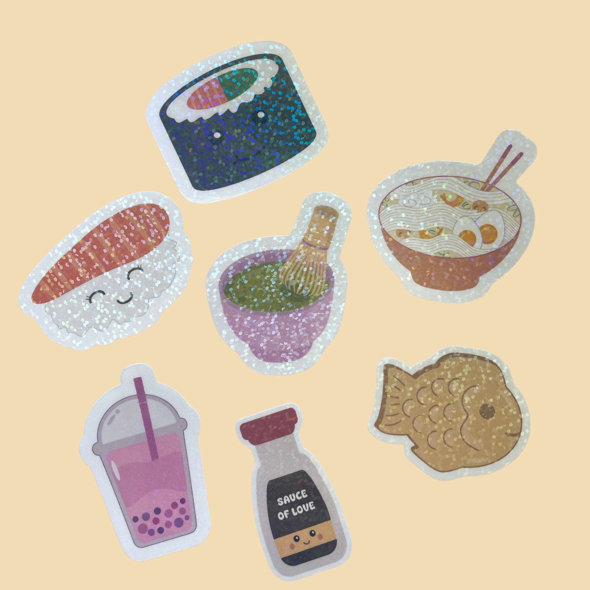 atelier-naholi-asian-food-pack-7-stickers-kawaii-holographique image 2
