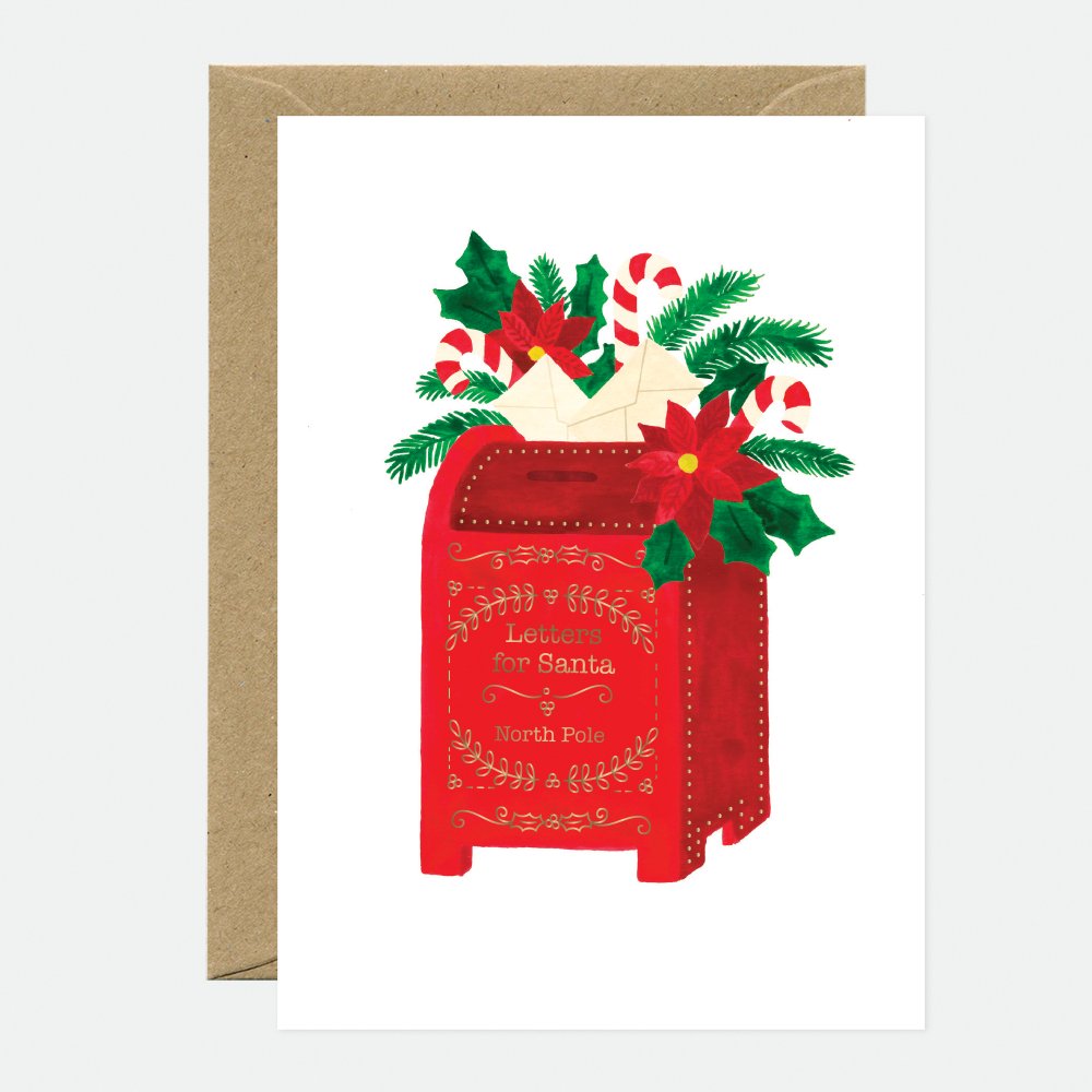 all-the-way-to-say-santas-mail-carte-de-v-ux-no-l-dor-e-a6 image 1