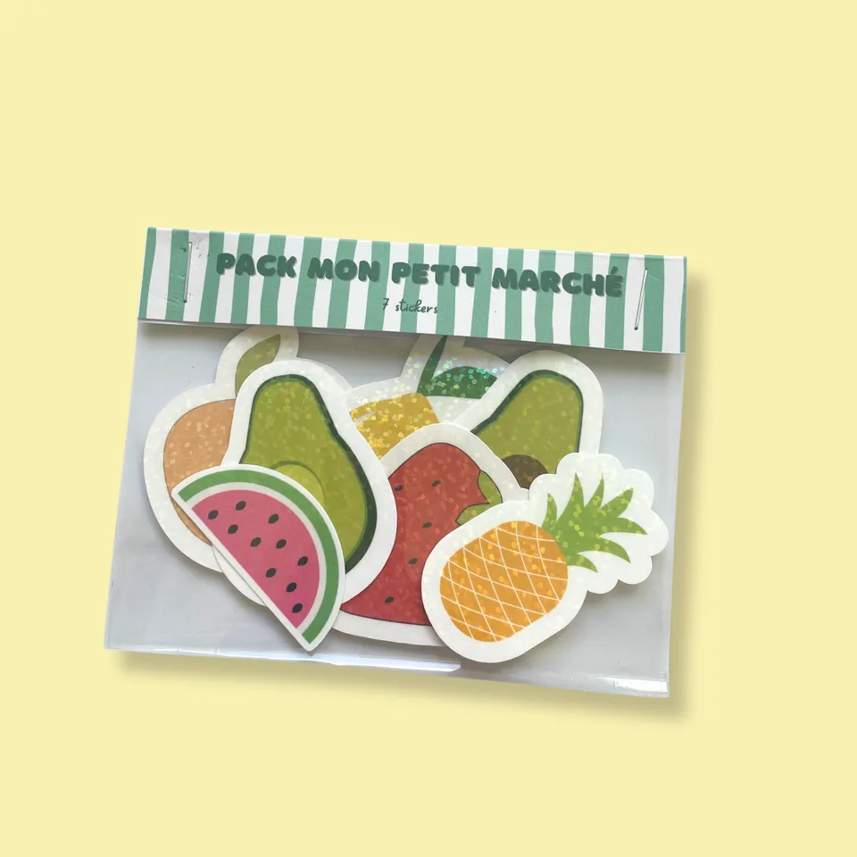 atelier-naholi-pack-stickers-mon-petit-march-7-fruits-holographique image 1