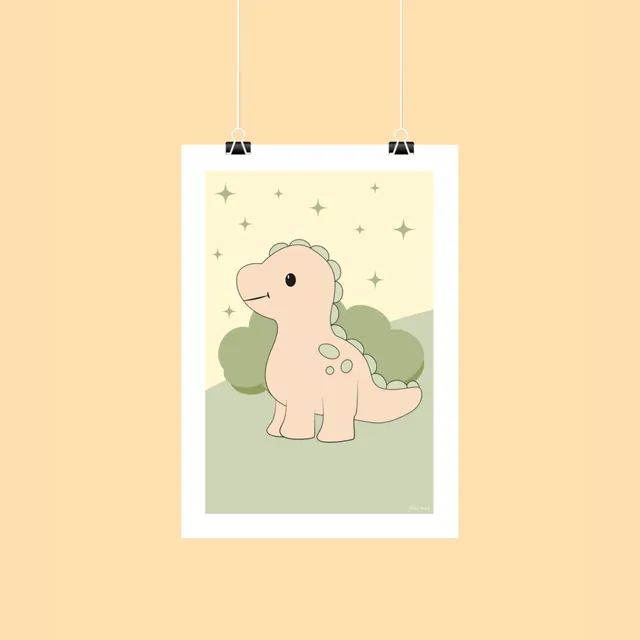 atelier-naholi-affiche-dinosaure-vert-poster-enfant-a4 image 1