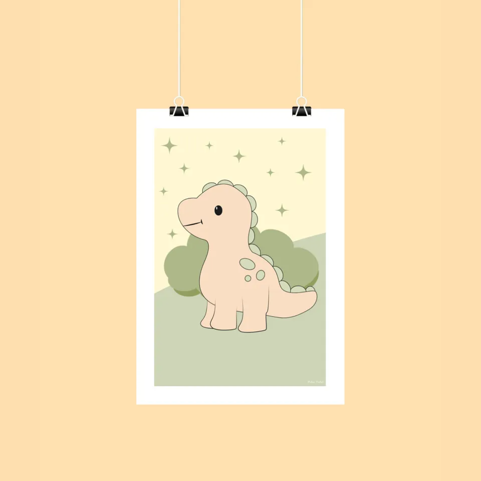 atelier-naholi-affiche-dinosaure-vert-poster-enfant-a4 image 1