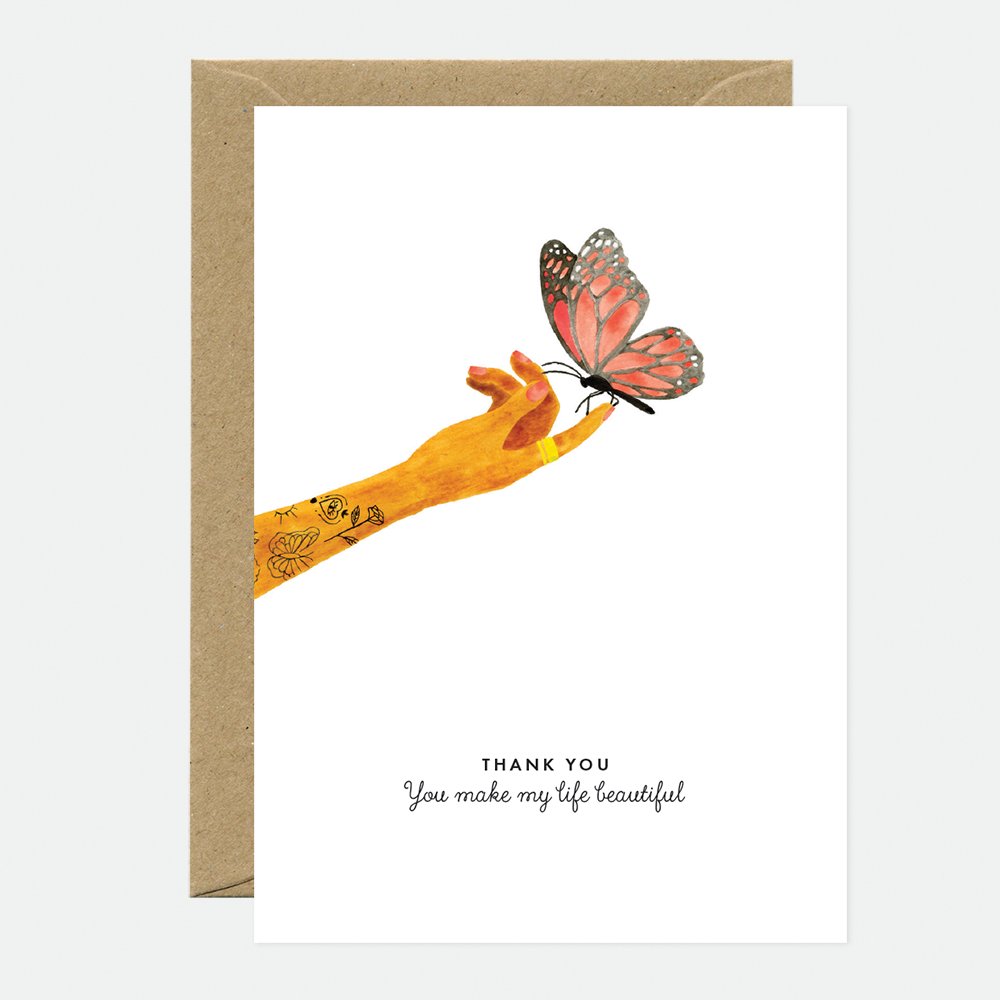 all-the-ways-to-say-life-beautiful-carte-remerciement-a6-papillon image 1