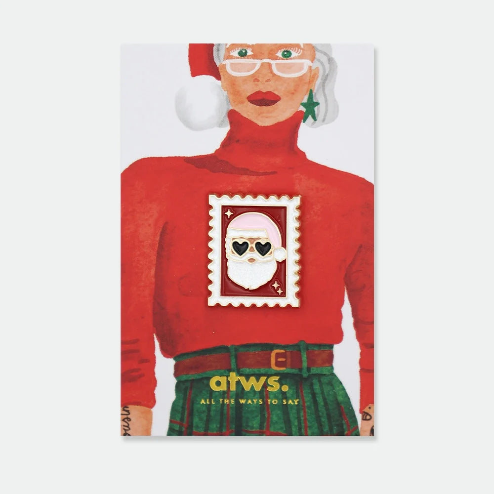 all-the-way-to-say-santa-stamp-pin-s-no-l-timbre-19-mm image 1