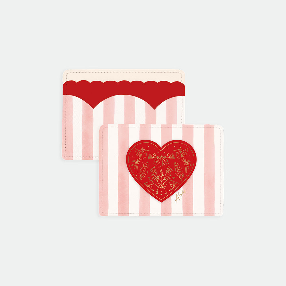 all-the-way-to-say-pink-stripe-porte-cartes-cuir-rose-8cm image 1