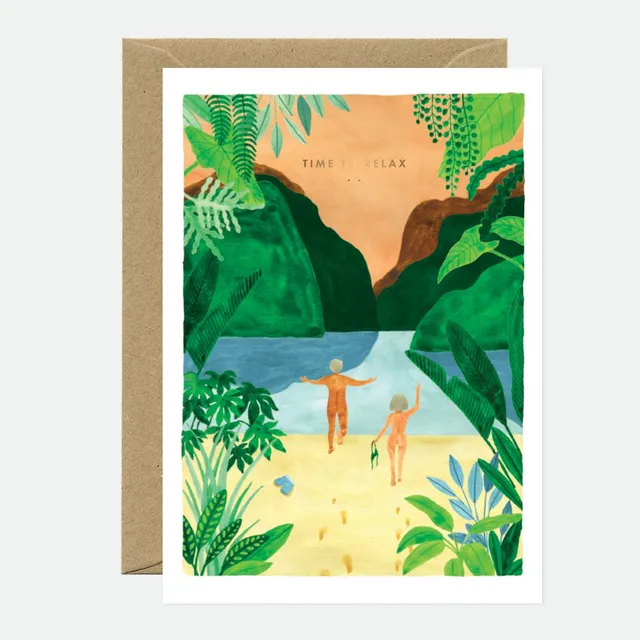 all-the-ways-to-say-time-to-relax-carte-a6-feuille-dor-e-retraite image 1