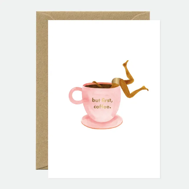 all-the-ways-to-say-but-first-coffee-carte-voeux-dor-e-a6-caf image 1