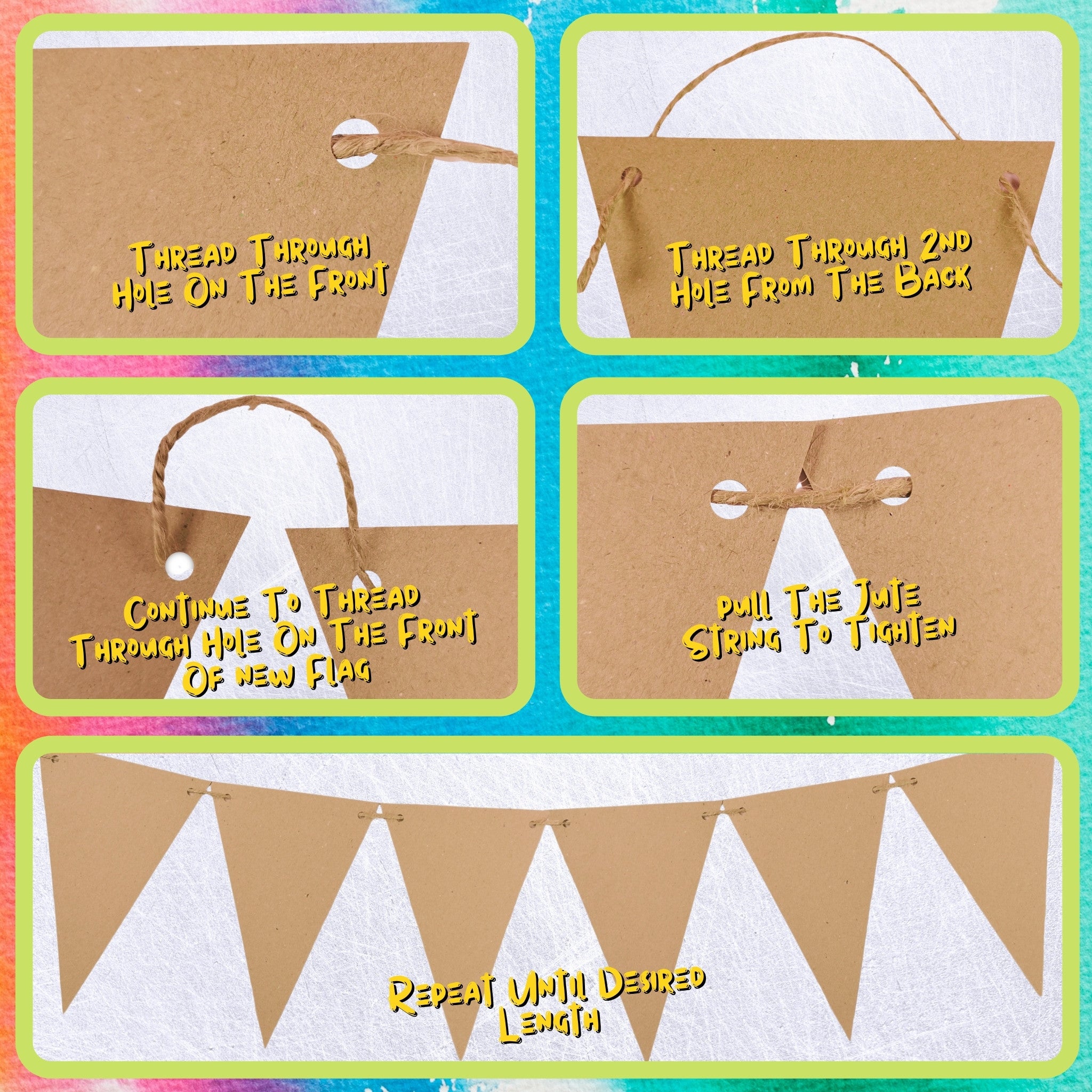 carnival-papers-kit-guirlande-24-fanions-kraft-ficelle-jute image 4