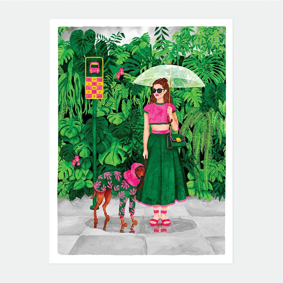 all-the-ways-to-say-wet-season-affiche-50x70-cm-jungle-parapluie image 1