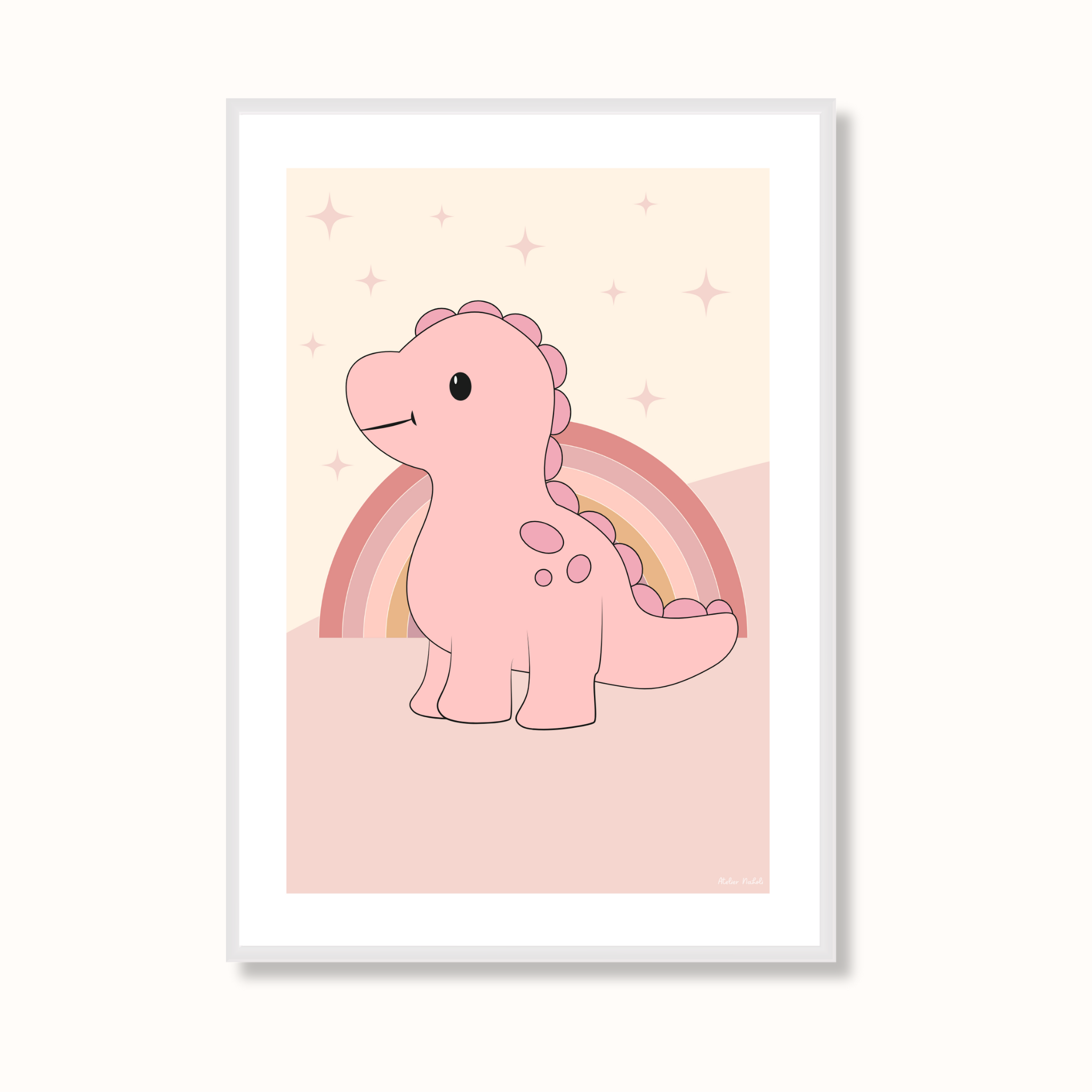 atelier-naholi-affiche-dinosaure-rose-poster-a4-chambre-enfant image 2