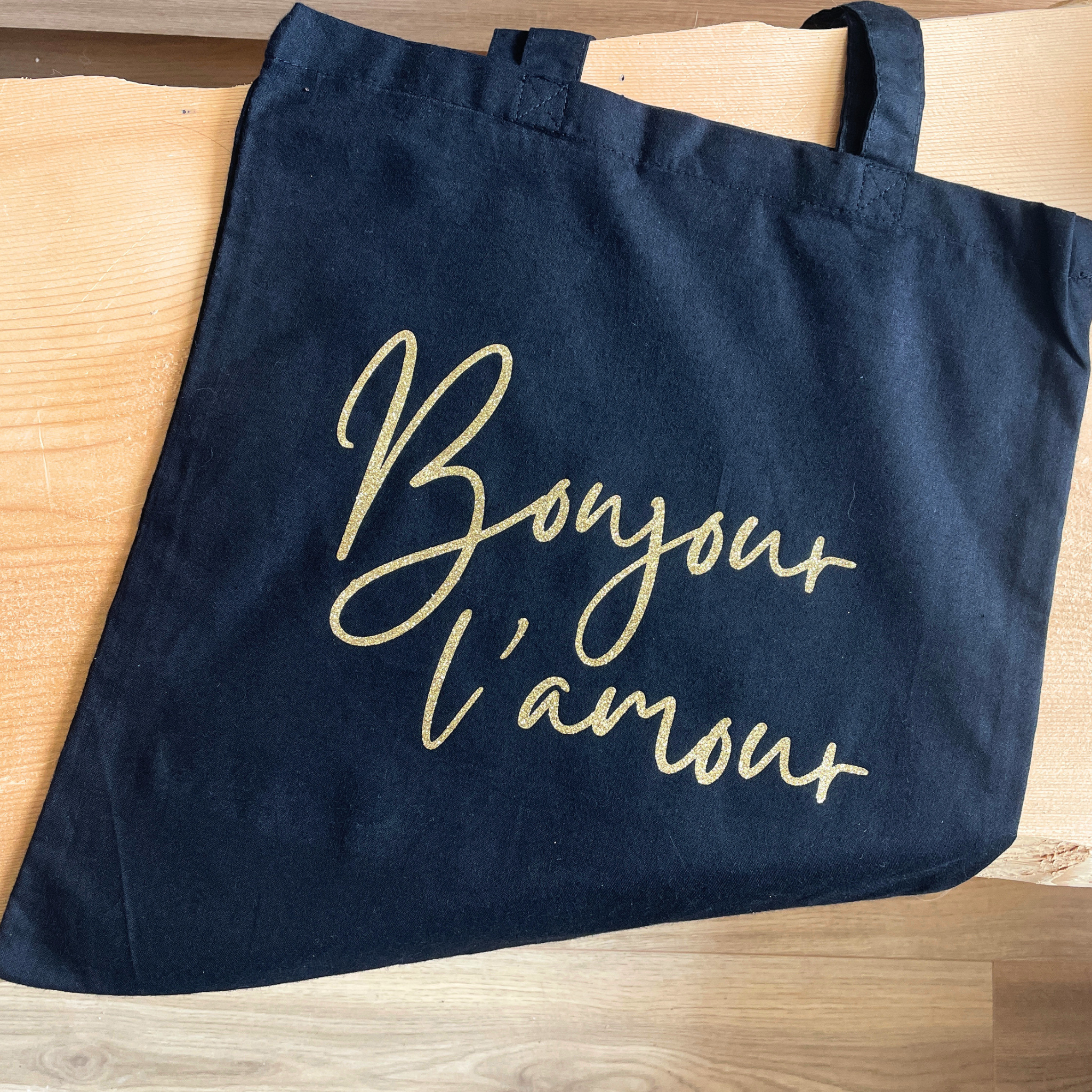 atelier-naholi-tote-bag-bonjour-l-amour-noir-dor-paillettes image 3
