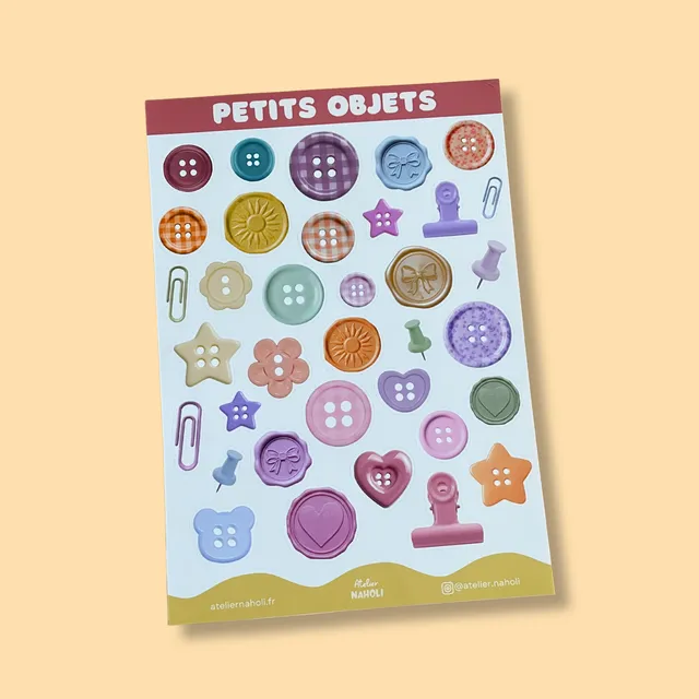 atelier-naholi-planche-de-stickers-petits-objets-a5-brillant image 1