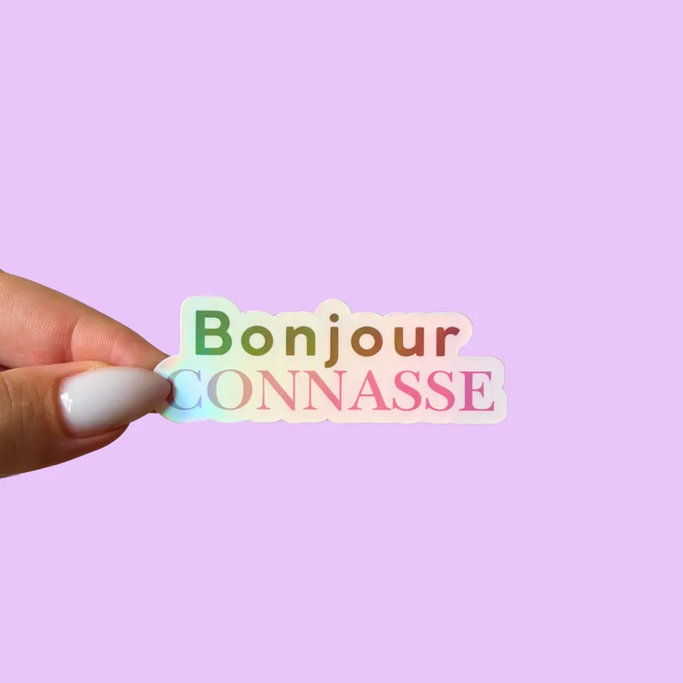 atelier-naholi-bonjour-connasse-sticker-holographique-7-cm image 1