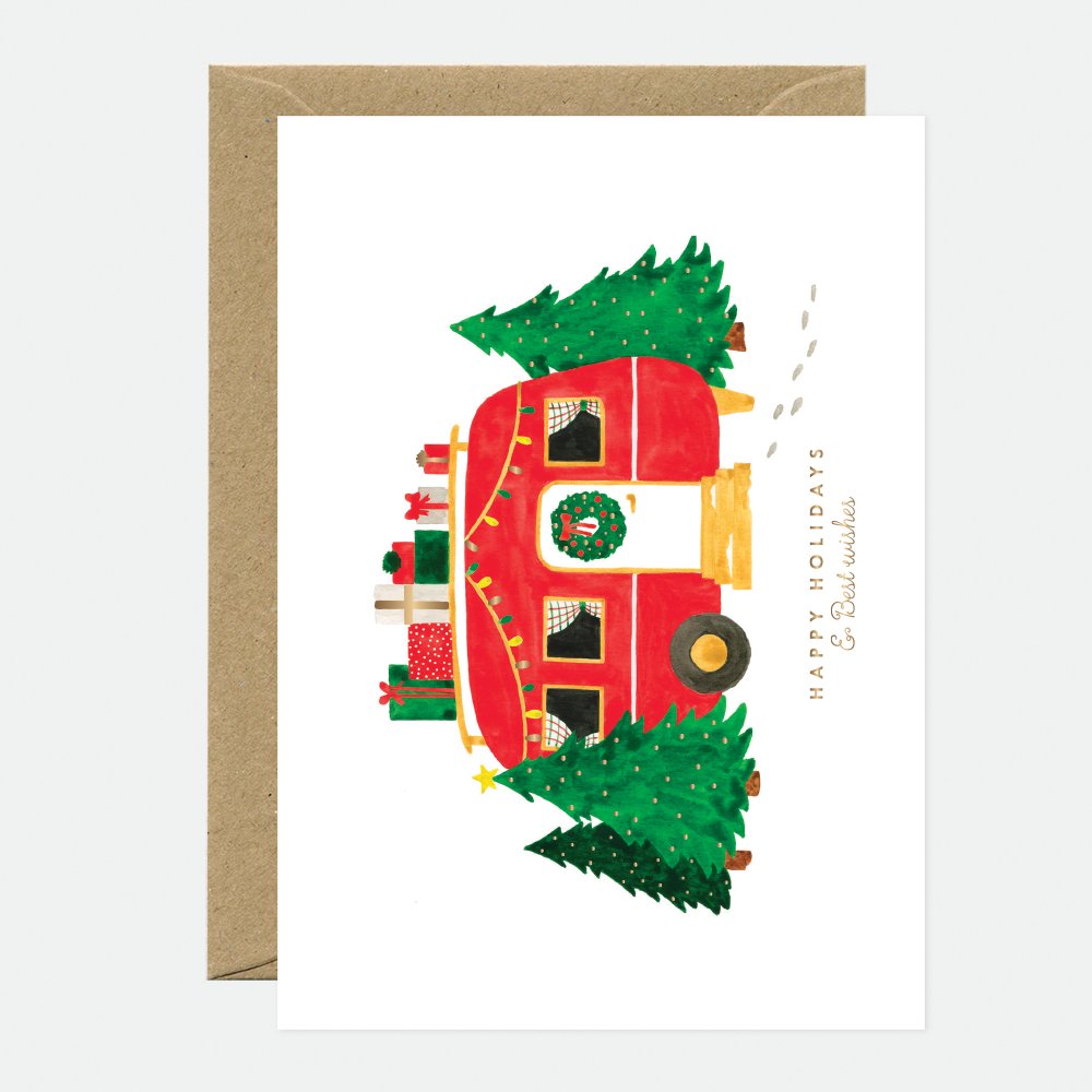 all-the-ways-to-say-xmas-caravan-carte-de-voeux-dor-e-a6 image 1