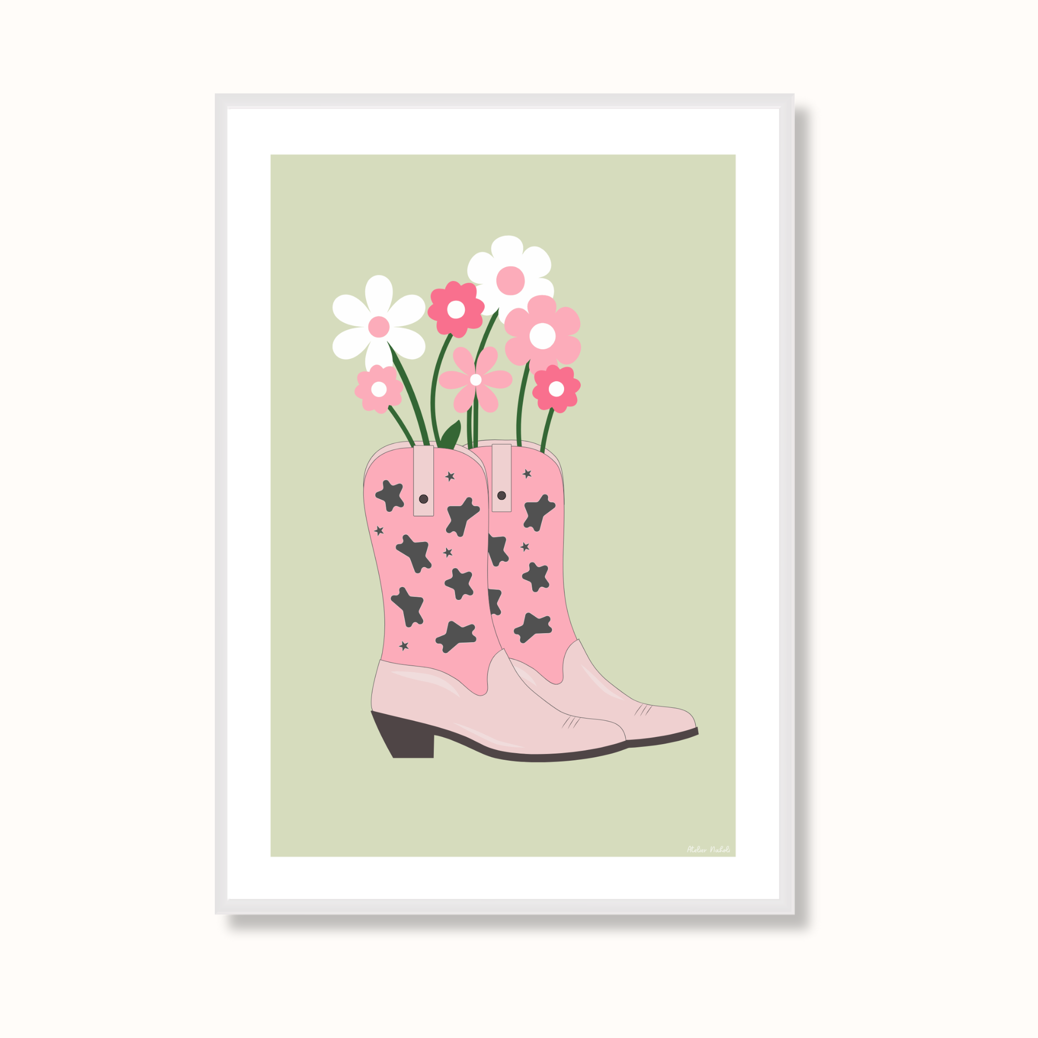 atelier-naholi-affiche-santiags-fleurs-affiche-a4-papier-mat image 2