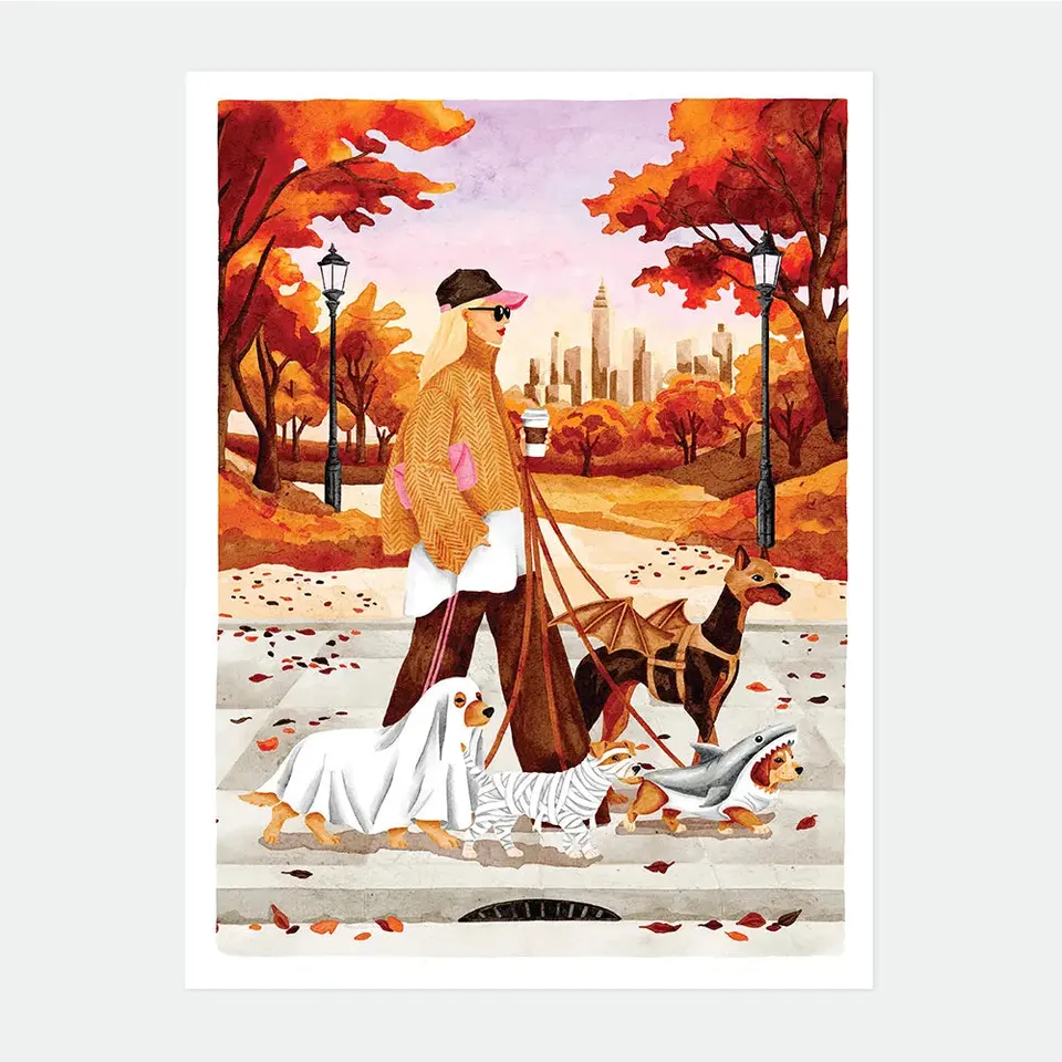 all-the-ways-to-say-october-walks-affiche-chiens-automne image 1