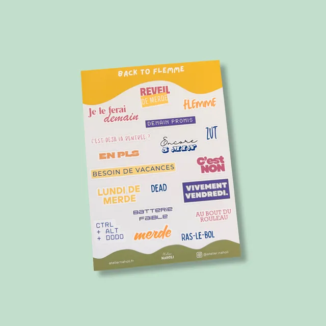atelier-naholi-planche-de-stickers-back-to-flemme-autocollants-a6-mat image 1