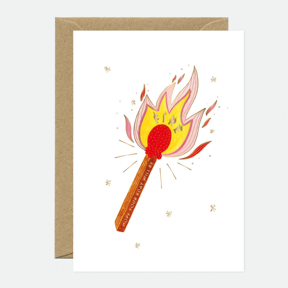 all-the-ways-to-say-fire-match-carte-de-voeux-a6-feuille-dor-e image 1