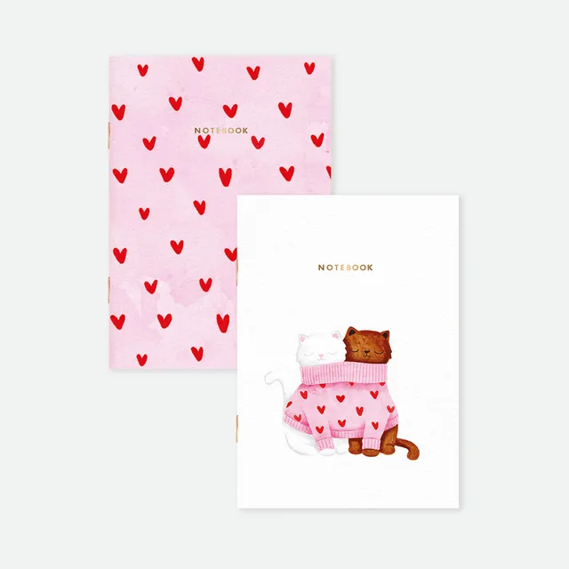 all-the-ways-to-say-together-cats-duo-carnets-poche-a6-coeurs image 1