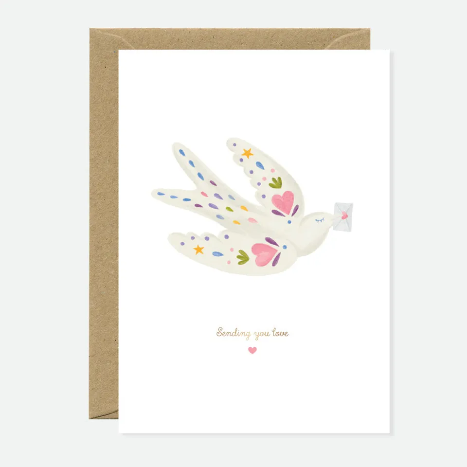 all-the-ways-to-say-sending-love-bird-carte-voeux-dor-e-a6 image 1