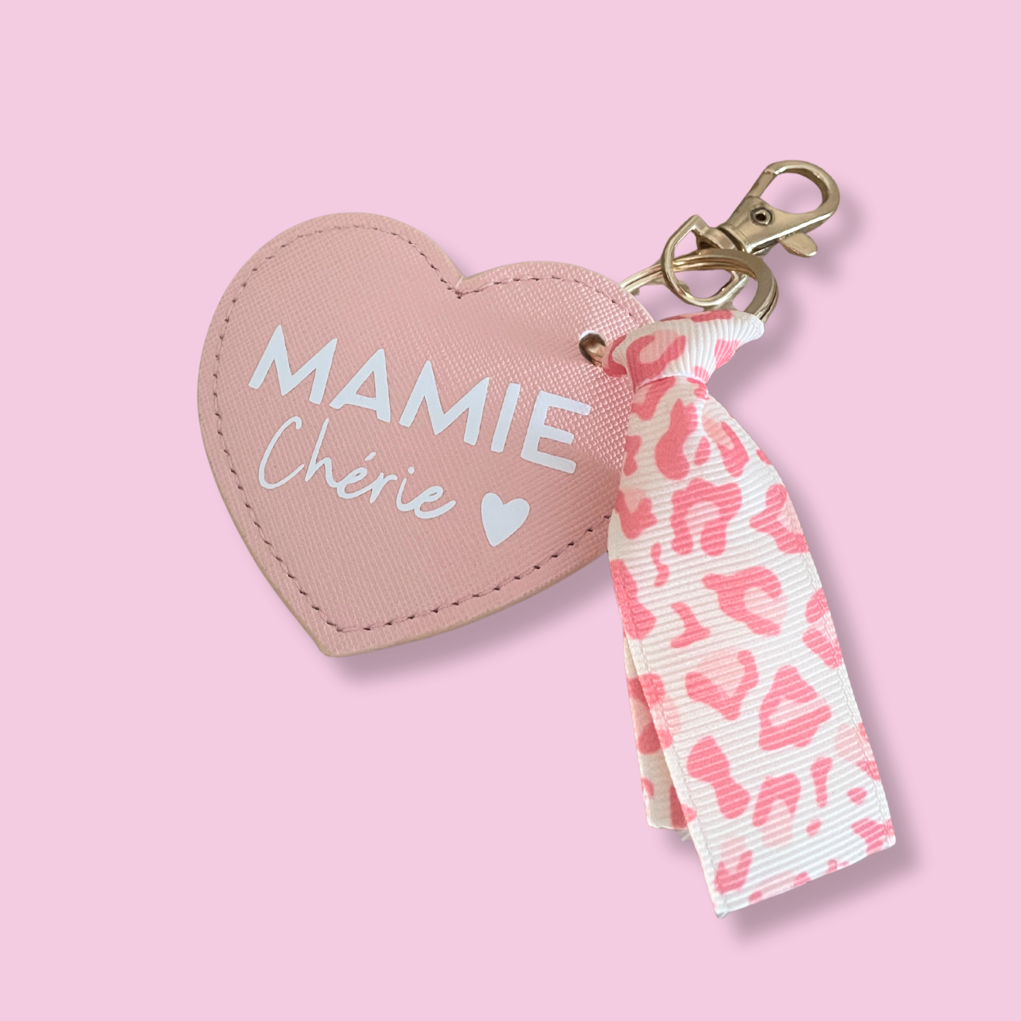 atelier-naholi-porte-cl-coeur-rose-simili-cuir-ruban-l-opard-7-cm image 1