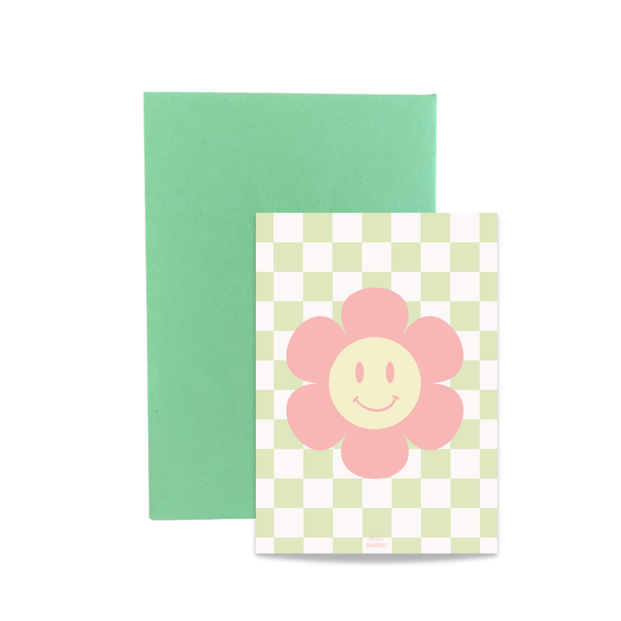 atelier-naholi-fleur-damier-carte-smiley-10-5x14-8-cm-enveloppe image 2