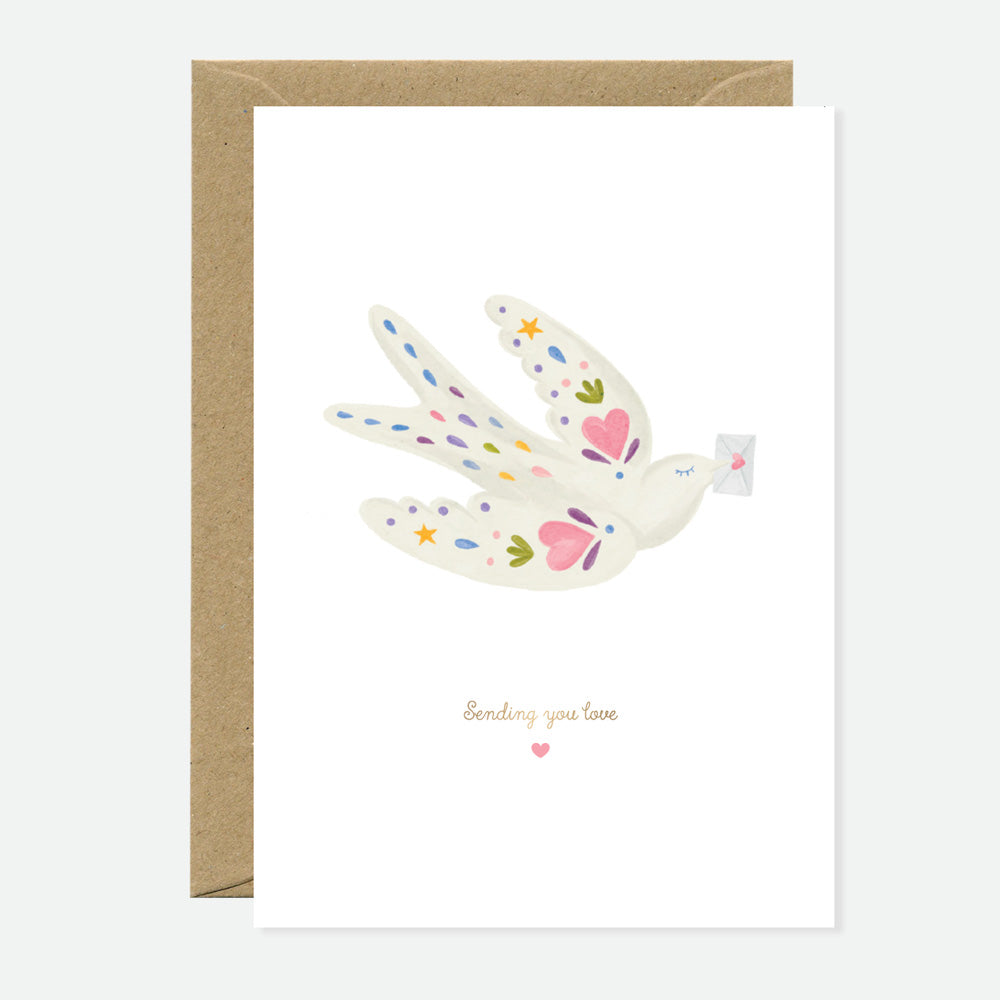 all-the-ways-to-say-sending-love-bird-carte-voeux-dor-e-a6 image 1
