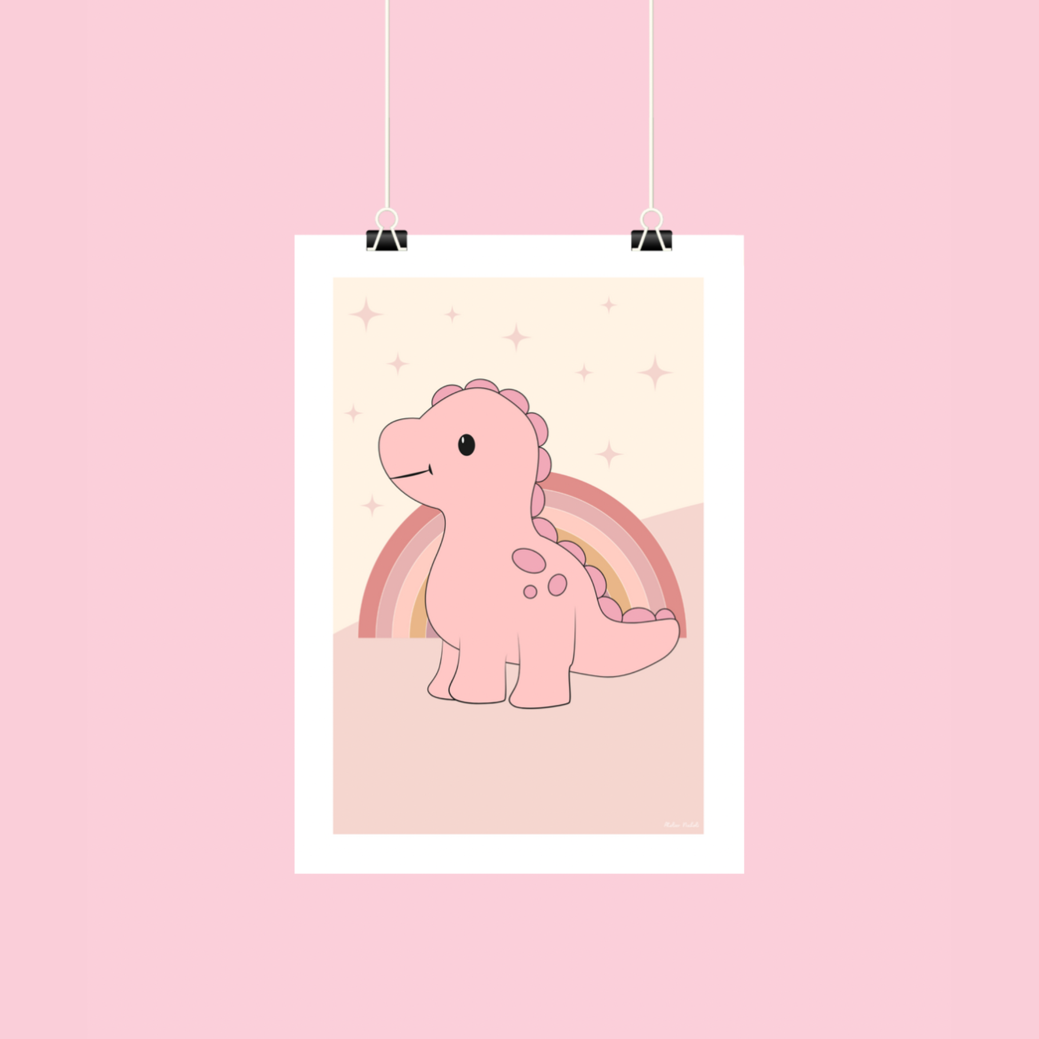 atelier-naholi-affiche-dinosaure-rose-poster-a4-chambre-enfant image 1