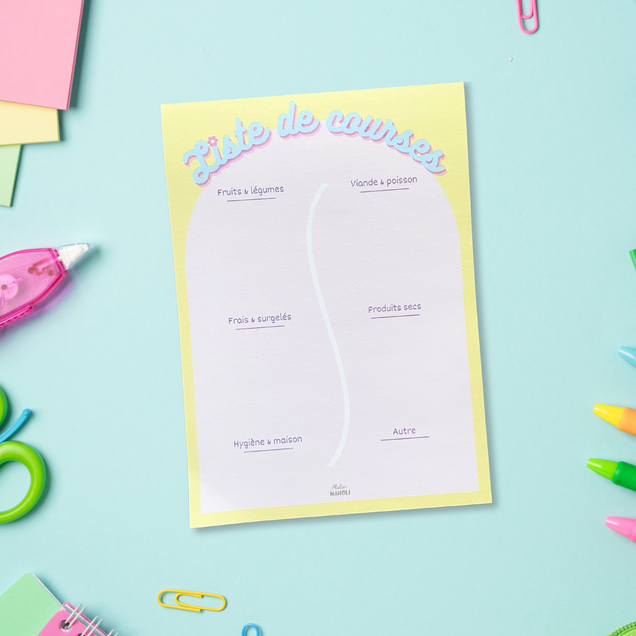 atelier-naholi-bloc-notes-frigo-a6-liste-de-courses-aimant image 1