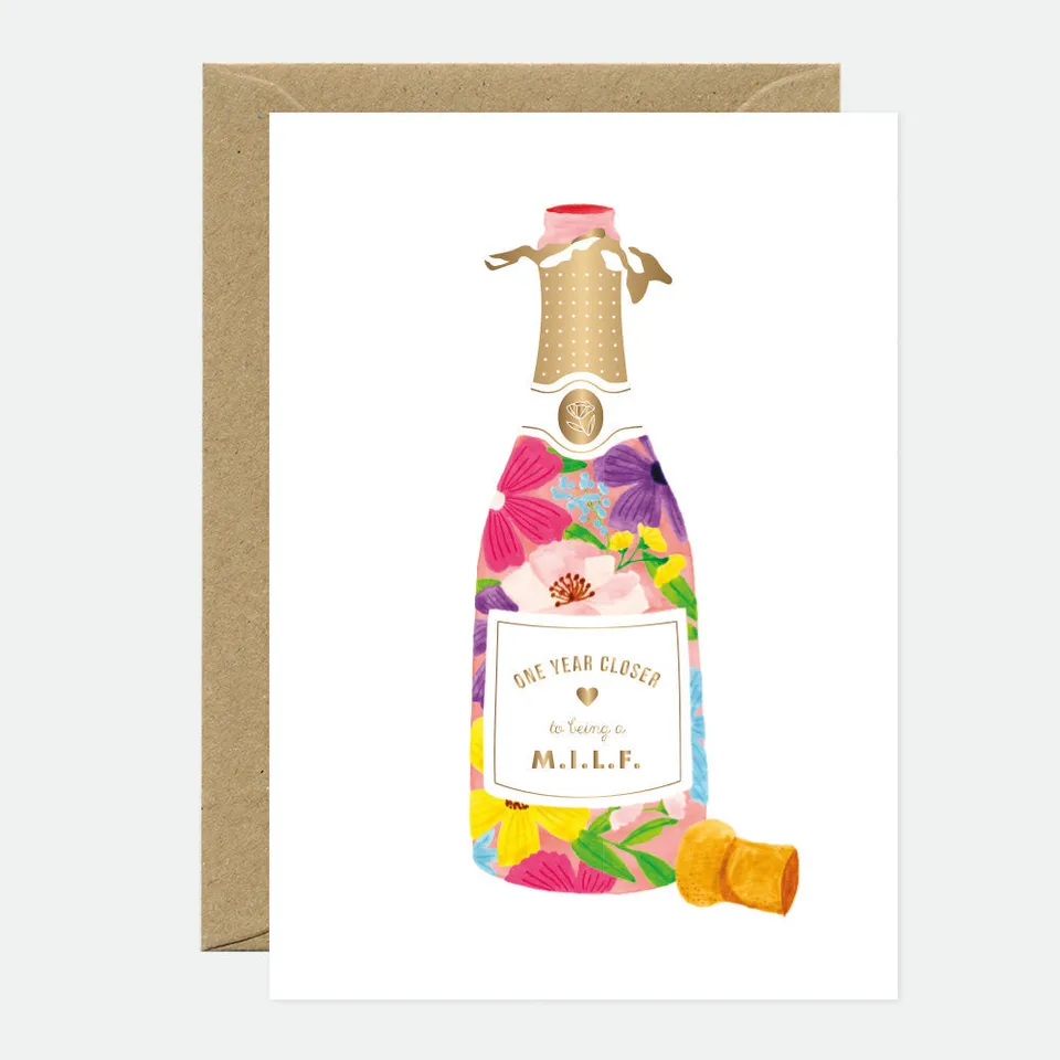 all-the-ways-to-say-milf-bottle-carte-de-voeux-a6-dor-e image 1