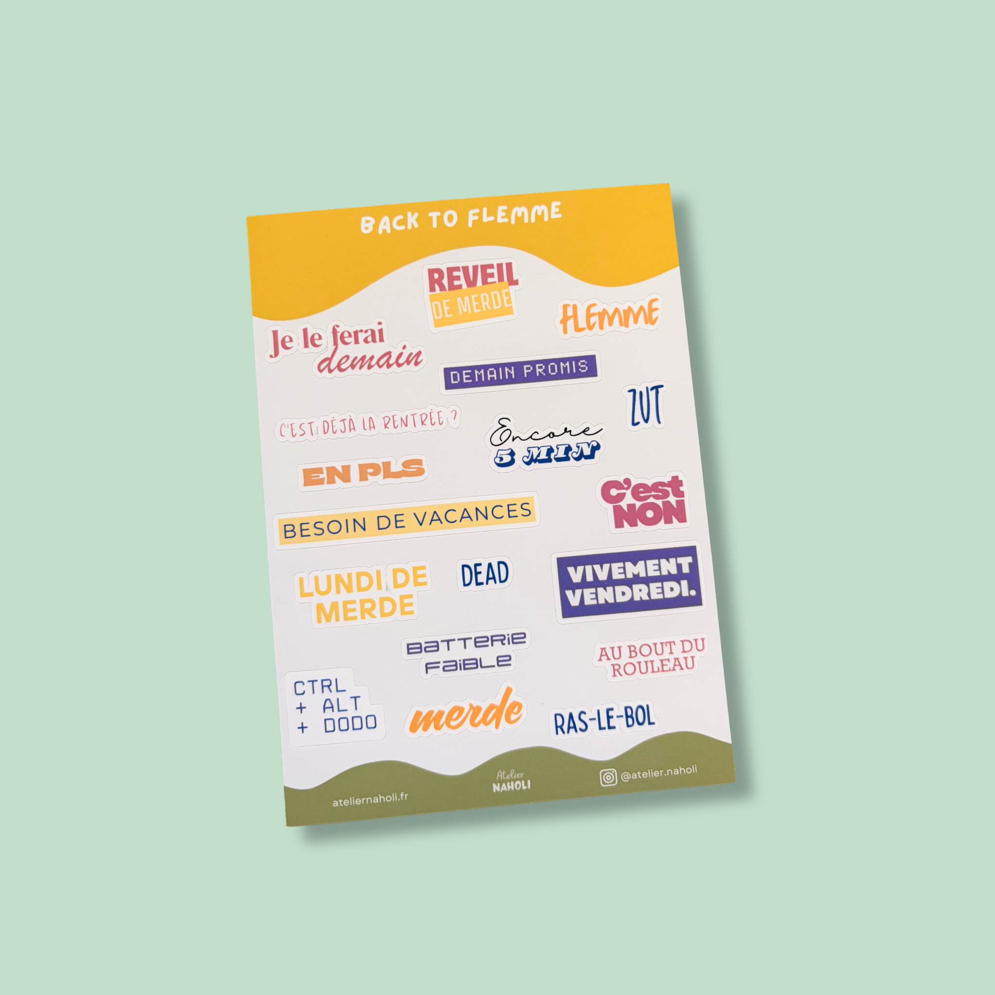 atelier-naholi-planche-de-stickers-back-to-flemme-autocollants-a6-mat image 1