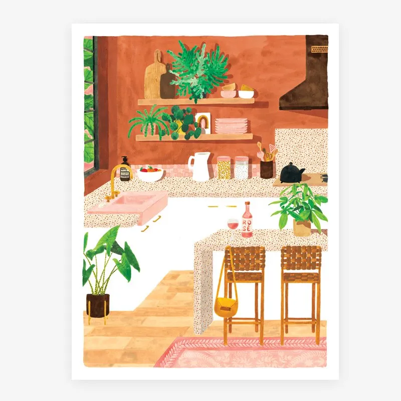all-the-way-to-say-kitchen-affiche-cuisine-50x70-cm-aquarelle image 1