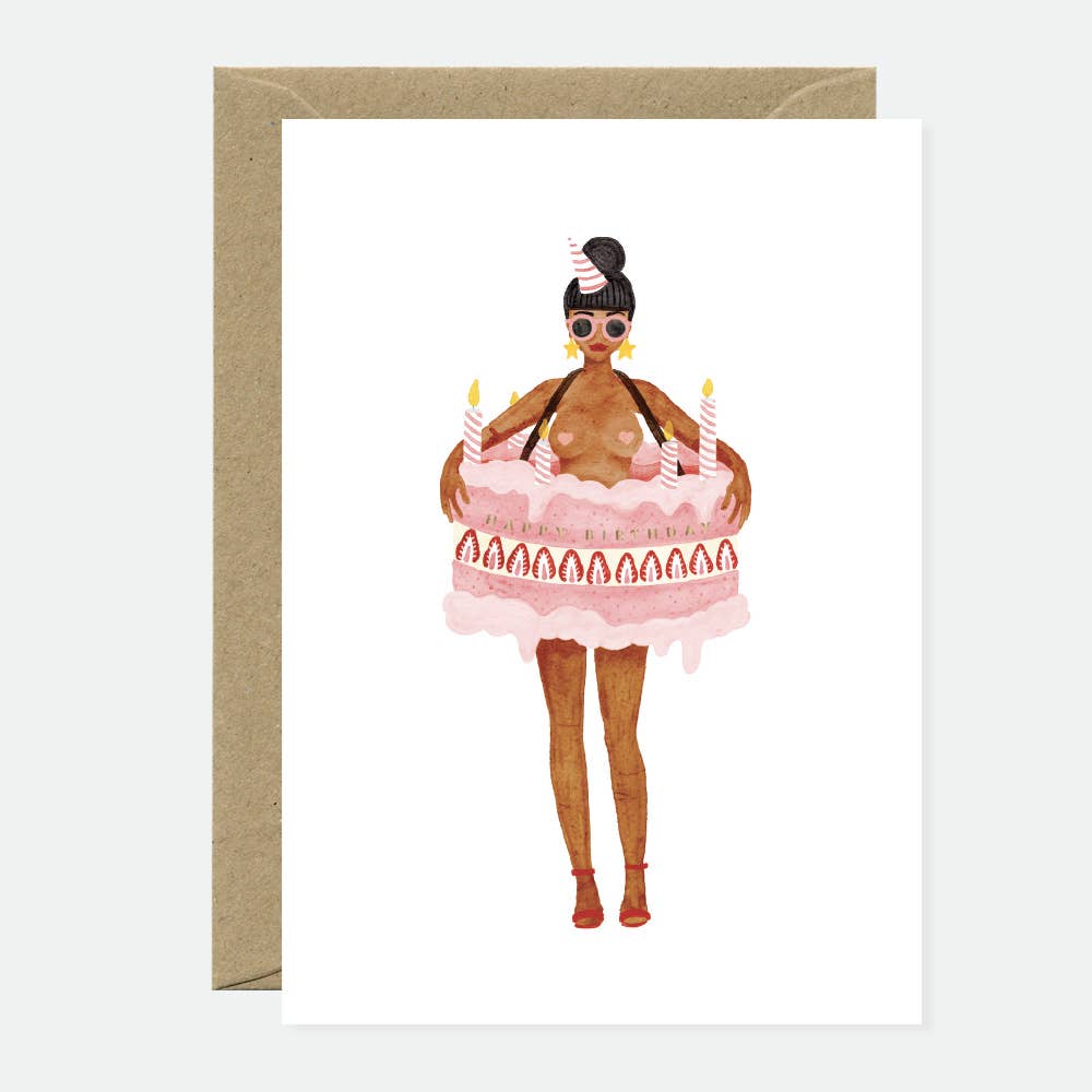 all-the-way-to-say-girl-in-a-cake-carte-anniversaire-dor-e-a6 image 1