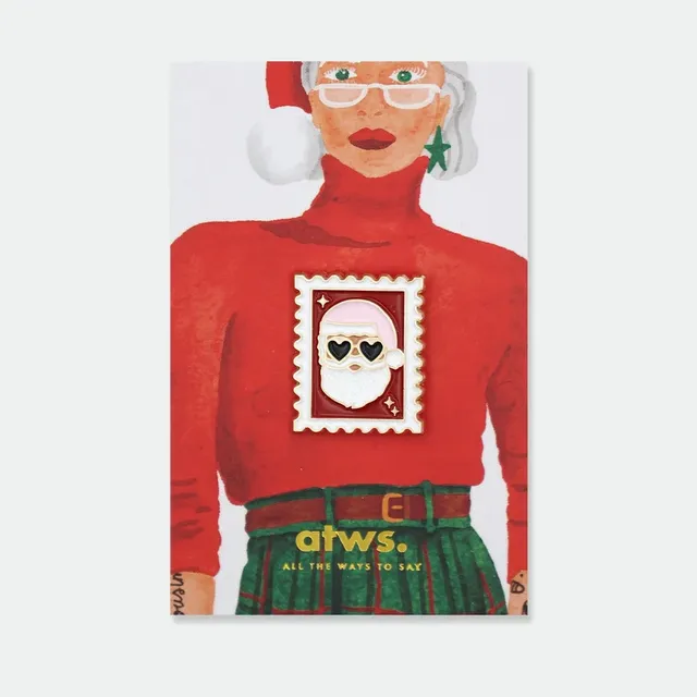 all-the-way-to-say-santa-stamp-pin-s-no-l-timbre-19-mm image 1