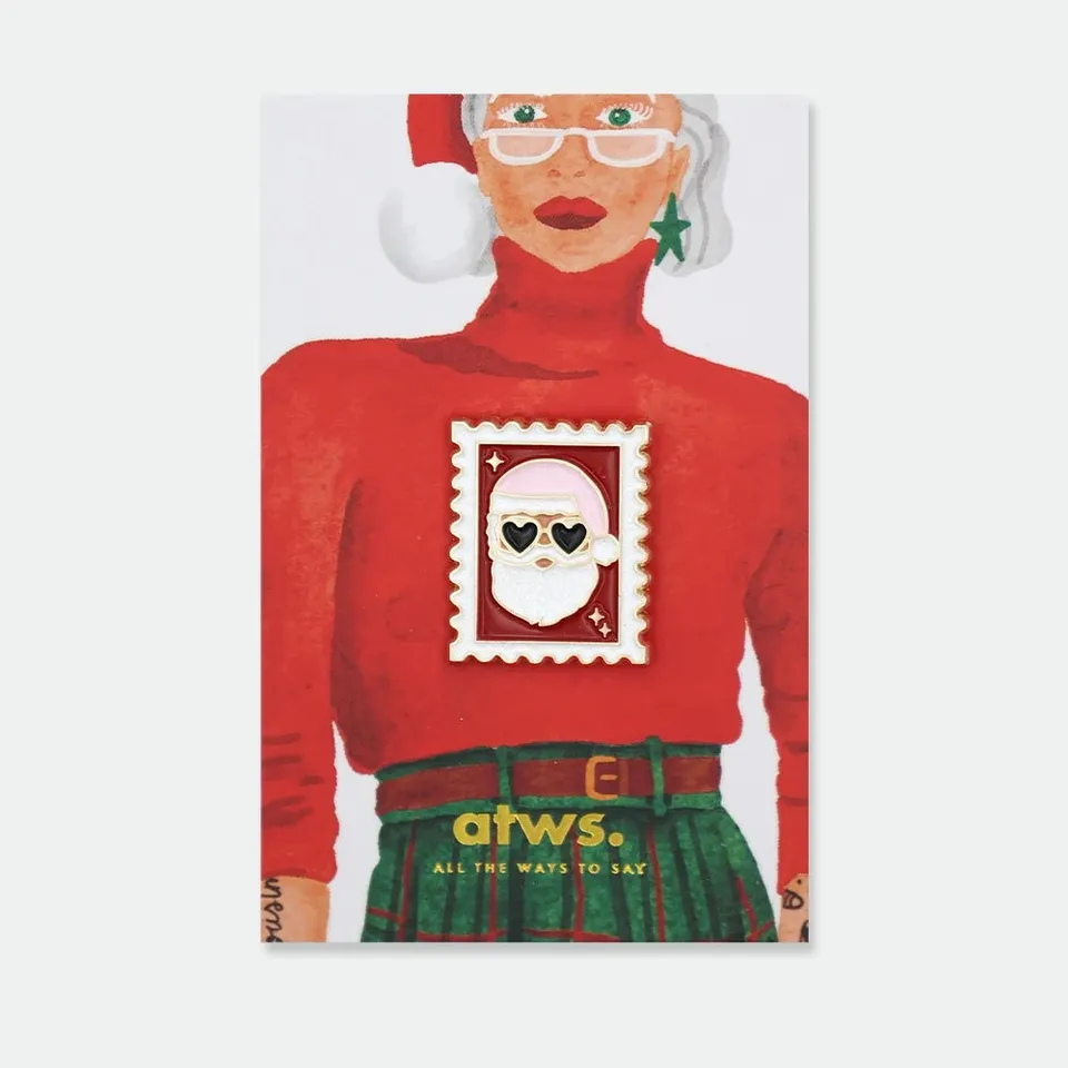 all-the-way-to-say-santa-stamp-pin-s-no-l-timbre-19-mm image 1